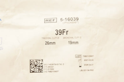Teleflex 5-16039 Hudson RCI Sheridan Endobronchial Tube 39Fr. x 26mm x 19mm